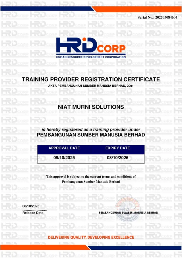Sijil penyedia latihan HRDCorp